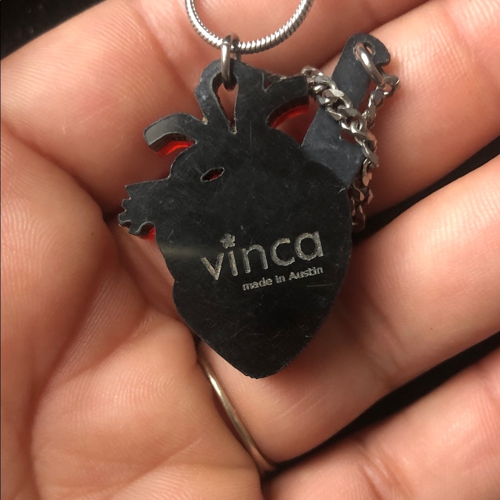 Red Anatomical Heart Pendant Necklace on Silver Chain - Women Jewelry - Picture 2 of 12